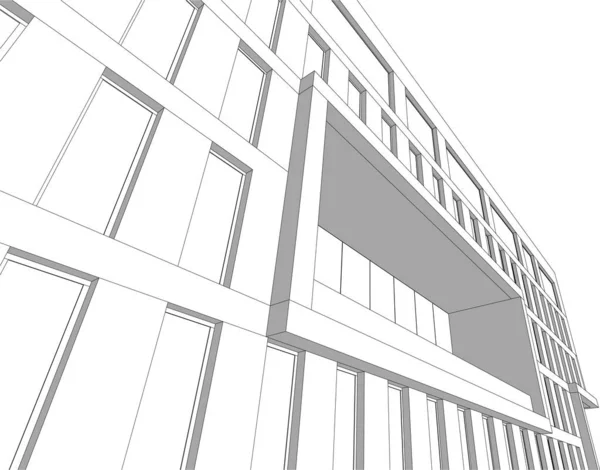 都市建築の3Dイラスト 建築壁紙デザイン — ストックベクタ