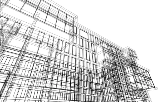 Şehir Mimarisinin Çizimi Mimari Duvar Kağıdı Tasarımı — Stok Vektör
