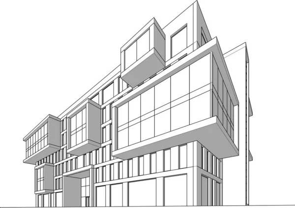 Illustration Stadsarkitektur Arkitektonisk Tapetdesign — Stock vektor