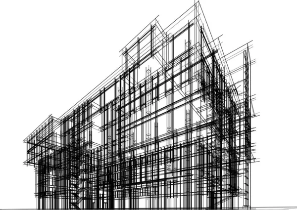 Şehir Mimarisinin Çizimi Mimari Duvar Kağıdı Tasarımı — Stok Vektör