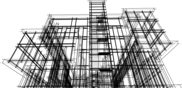 Illustration Stadsarkitektur Arkitektonisk Tapetdesign — Stock vektor