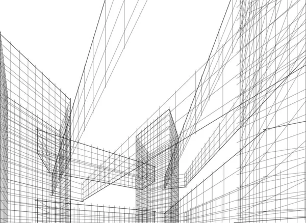 Ilustración Arquitectura Ciudad Diseño Papel Pintado Arquitectónico — Vector de stock