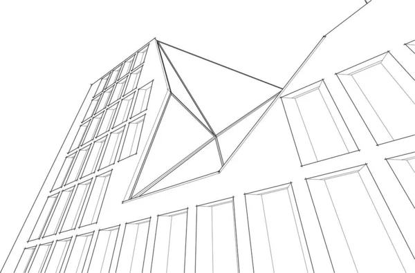 都市建築の3Dイラスト 建築壁紙デザイン — ストックベクタ