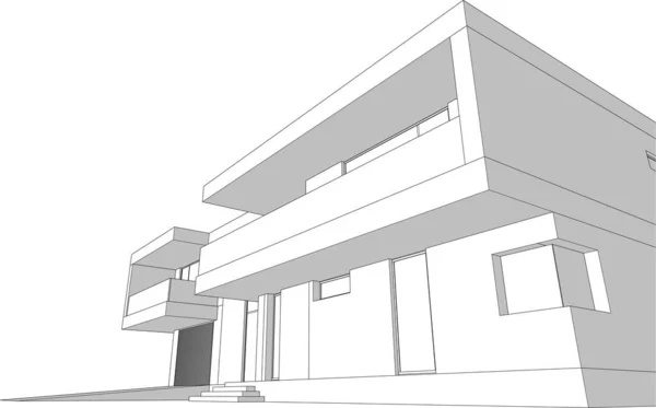 Bosquejo Concepto Casa Ilustración — Vector de stock