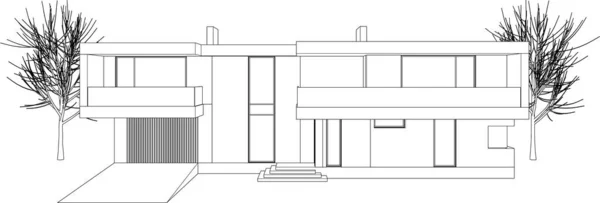 Bosquejo Concepto Casa Ilustración — Vector de stock
