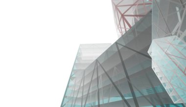 Gelecek perspektifi, soyut mimari duvar kağıdı tasarımı, dijital konsept arkaplan