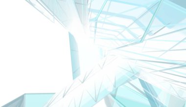 Gelecek perspektifi, soyut mimari duvar kağıdı tasarımı, dijital konsept arkaplan