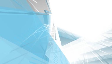 Gelecek perspektifi, soyut mimari duvar kağıdı tasarımı, dijital konsept arkaplan