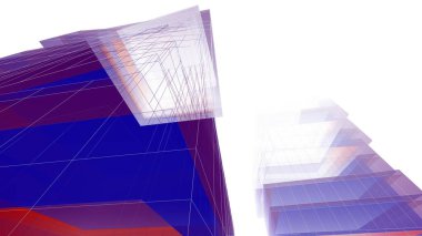 Gelecek perspektifi, soyut mimari duvar kağıdı tasarımı, dijital konsept arkaplan