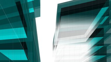 Gelecek perspektifi, soyut mimari duvar kağıdı tasarımı, dijital konsept arkaplan
