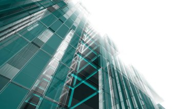 Gelecek perspektifi, soyut mimari duvar kağıdı tasarımı, dijital konsept arkaplan