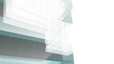 Gelecek perspektifi, soyut mimari duvar kağıdı tasarımı, dijital konsept arkaplan