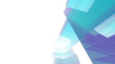 Gelecek perspektifi, soyut mimari duvar kağıdı tasarımı, dijital konsept arkaplan