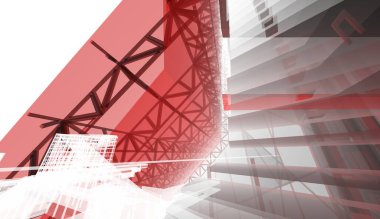 Gelecek perspektifi, soyut mimari duvar kağıdı tasarımı, dijital konsept arkaplan