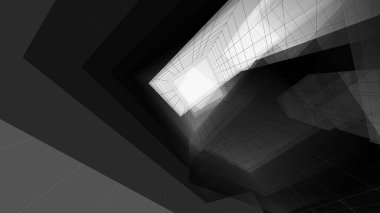 Gelecek perspektifi, soyut mimari duvar kağıdı tasarımı, dijital konsept arkaplan