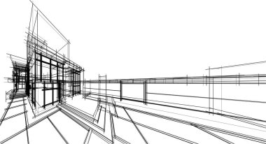 Ev kavramı kroki 3d çizim