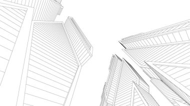 soyut mimari duvar kağıdı gökdelen tasarımı, dijital konsept arkaplan