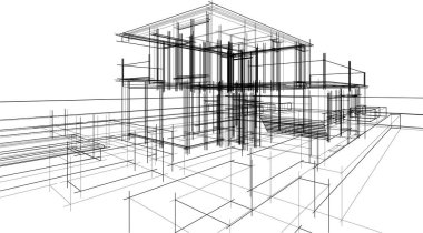 Ev kavramı kroki 3d çizim