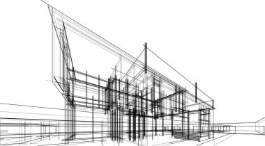 Ev kavramı kroki 3d çizim