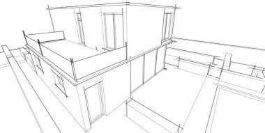 Ev kavramı kroki 3d çizim