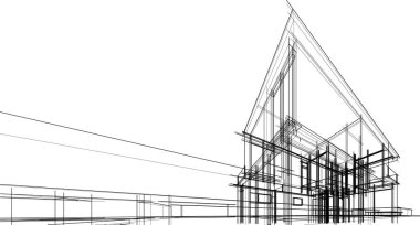 Ev kavramı kroki 3d çizim