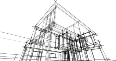 Ev kavramı kroki 3d çizim