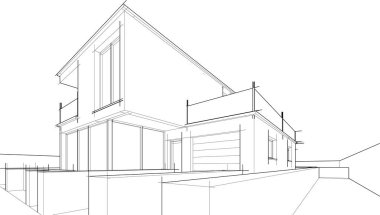 Ev kavramı kroki 3d çizim