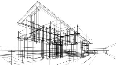 Ev kavramı kroki 3d çizim
