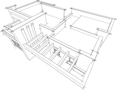 Ev kavramı kroki 3d çizim