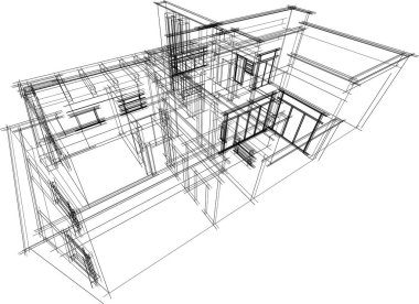 Ev kavramı kroki 3d çizim