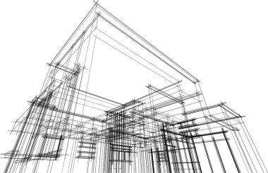 Ev kavramı kroki 3d çizim