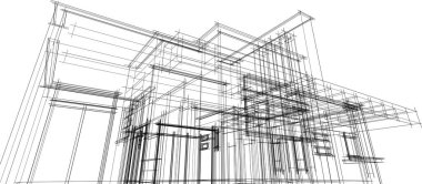 Ev kavramı kroki 3d çizim