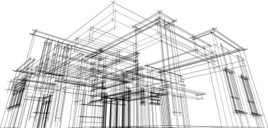 Ev kavramı kroki 3d çizim