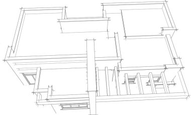 Ev kavramı kroki 3d çizim