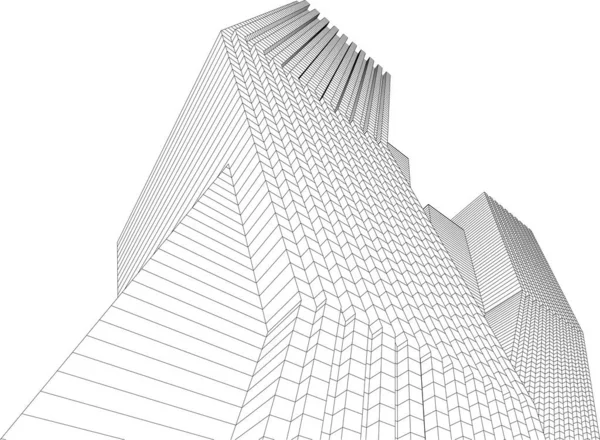 Astratto Disegno Architettonico Grattacielo Carta Parati Sfondo Concetto Digitale — Vettoriale Stock