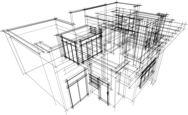 Huset Koncept Skiss Illustration — Stock vektor