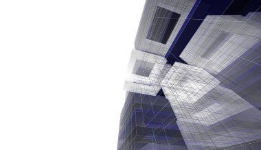 Gelecek perspektifi, soyut mimari duvar kağıdı tasarımı, dijital konsept arkaplan