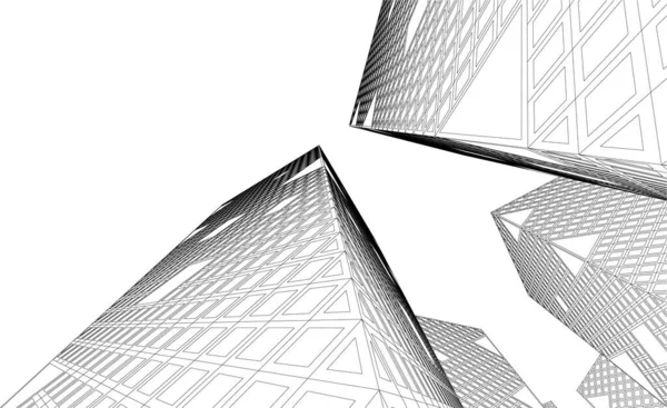 Elvont Építészeti Tapéta Felhőkarcoló Design Digitális Koncepció Háttér — Stock Vector