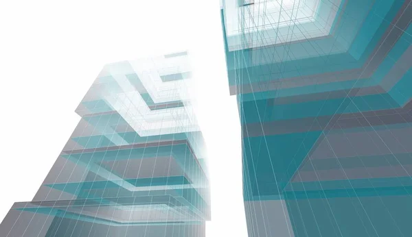 Αφηρημένη Αρχιτεκτονική Ταπετσαρία Σχεδιασμός Ουρανοξύστη Ψηφιακή Έννοια Φόντο — Φωτογραφία Αρχείου