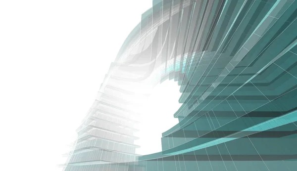 Abstract Architectonisch Behang Wolkenkrabber Ontwerp Digitaal Concept Achtergrond — Stockfoto