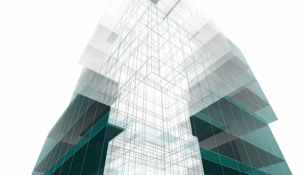 Abstrakcyjny Projekt Tapety Architektonicznej Drapacz Chmur Cyfrowe Tło Koncepcyjne — Zdjęcie stockowe