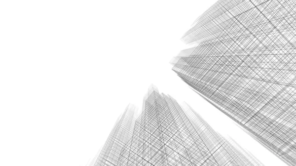 Elvont Építészeti Tapéta Felhőkarcoló Design Digitális Koncepció Háttér — Stock Fotó