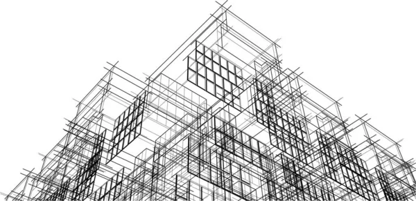 Абстрактный Архитектурный Дизайн Обоев Небоскреба Цифровой Концепт Фон — стоковый вектор