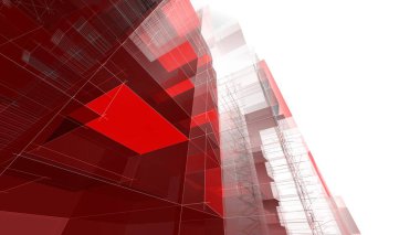 Modern mimari binası 3d illüstrasyon tasarımı