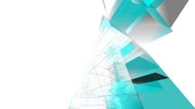 Modern mimari binası 3d illüstrasyon tasarımı