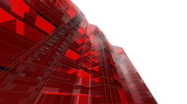 Modern mimari binası 3d illüstrasyon tasarımı