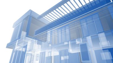 Modern mimari binası 3d illüstrasyon tasarımı