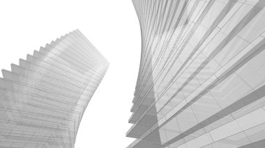 Modern mimari binası 3d illüstrasyon tasarımı