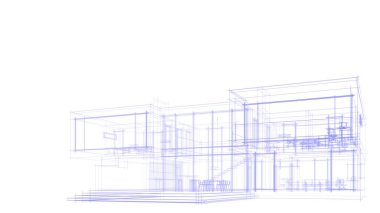 Modern mimari binası 3d illüstrasyon tasarımı