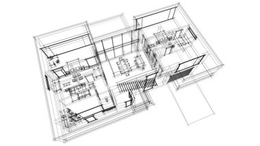 Modern mimari binası 3d illüstrasyon tasarımı